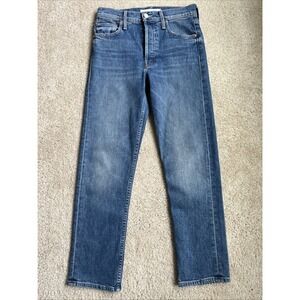 MOTHER Tomcat kneeling on stones Women's Blue Straight Leg Jeans